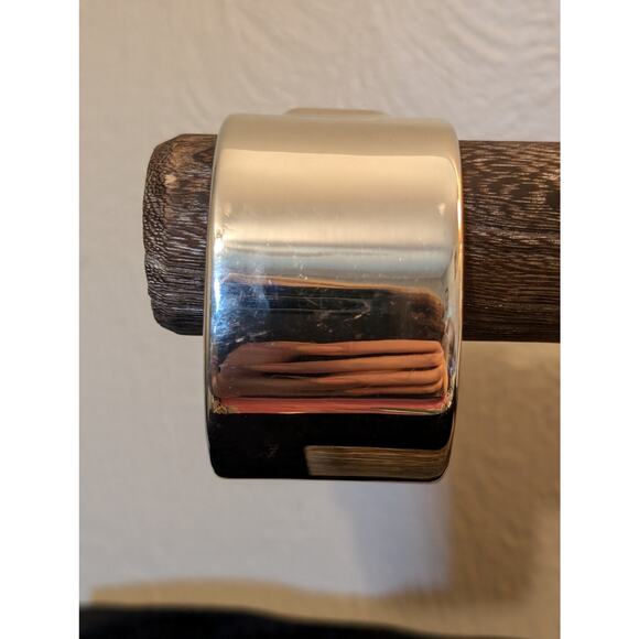 Chico's Extra Wide Heavy Hinged Clamper Style Silver Tone Bangle Bracelet - Picture 1 of 8